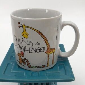 Vintage Russ Bertie & Co. “Selling is a Challenge” Coffee Cup Mug Dog Giraffe